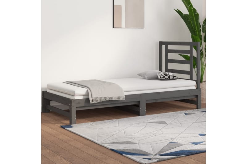 beBasic daybed med udtræk 2x(90x200) cm massivt fyrretræ - GrÃ¥ - Sengeramme & sengestel