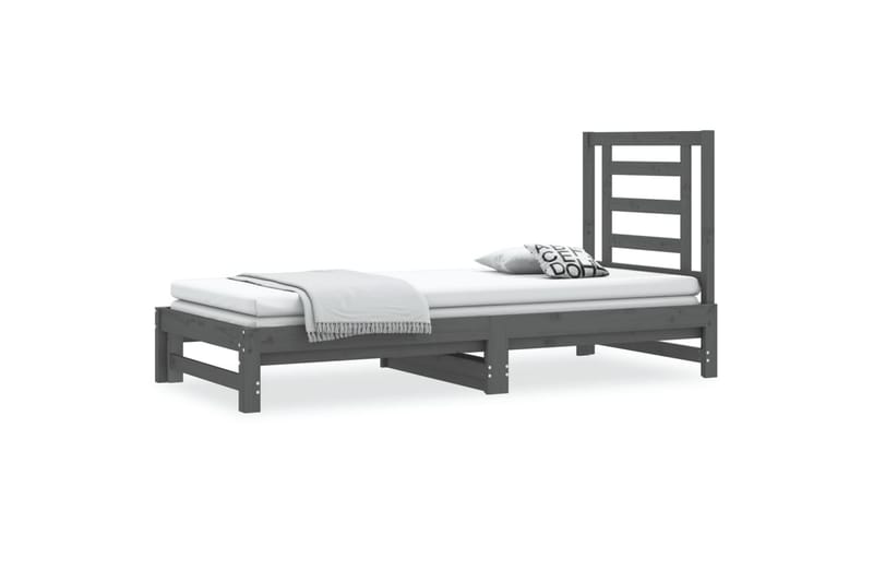 beBasic daybed med udtræk 2x(90x200) cm massivt fyrretræ - GrÃ¥ - Sengeramme & sengestel