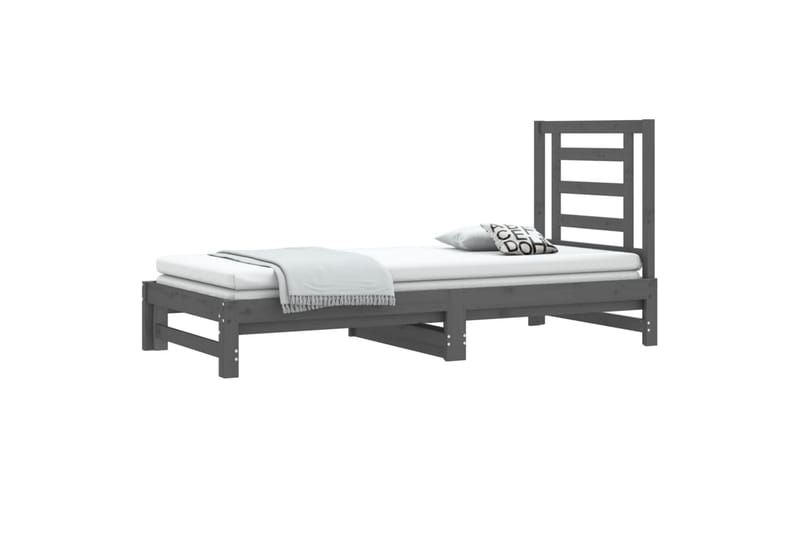 beBasic daybed med udtræk 2x(90x200) cm massivt fyrretræ - GrÃ¥ - Sengeramme & sengestel