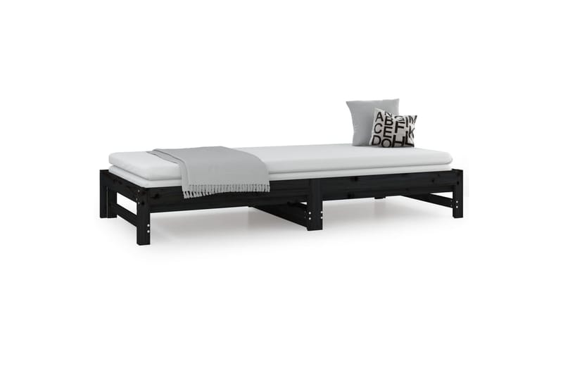beBasic daybed med udtræk 2x(90x200) cm massivt fyrretræ sort - Sort - Møbler - Senge - Sengeramme & sengestel