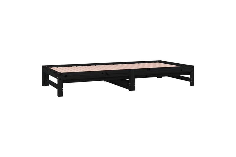 beBasic daybed med udtræk 2x(90x200) cm massivt fyrretræ sort - Sort - Møbler - Senge - Sengeramme & sengestel