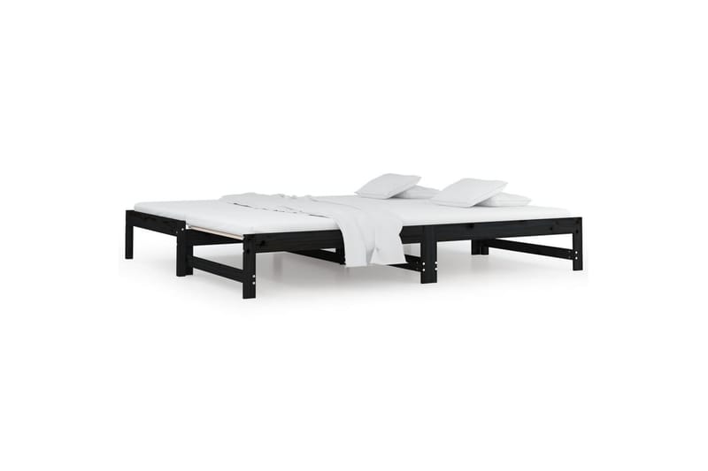 beBasic daybed med udtræk 2x(90x200) cm massivt fyrretræ sort - Sort - Møbler - Senge - Sengeramme & sengestel