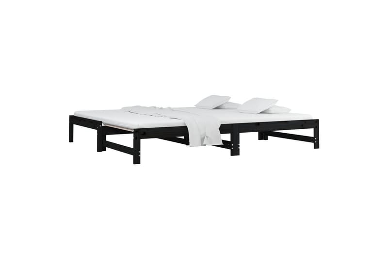 beBasic daybed med udtræk 2x(90x200) cm massivt fyrretræ sort - Sort - Møbler - Senge - Sengeramme & sengestel