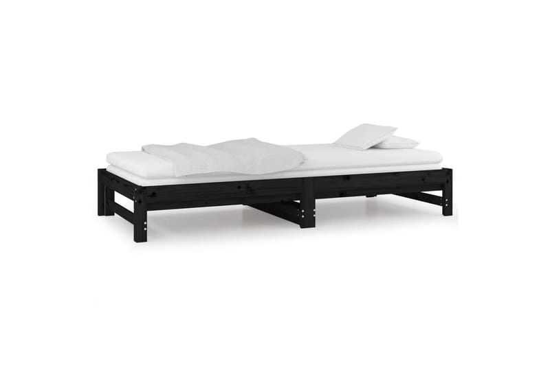 beBasic daybed med udtræk 2x(90x200) cm massivt fyrretræ sort - Sort - Møbler - Senge - Sengeramme & sengestel