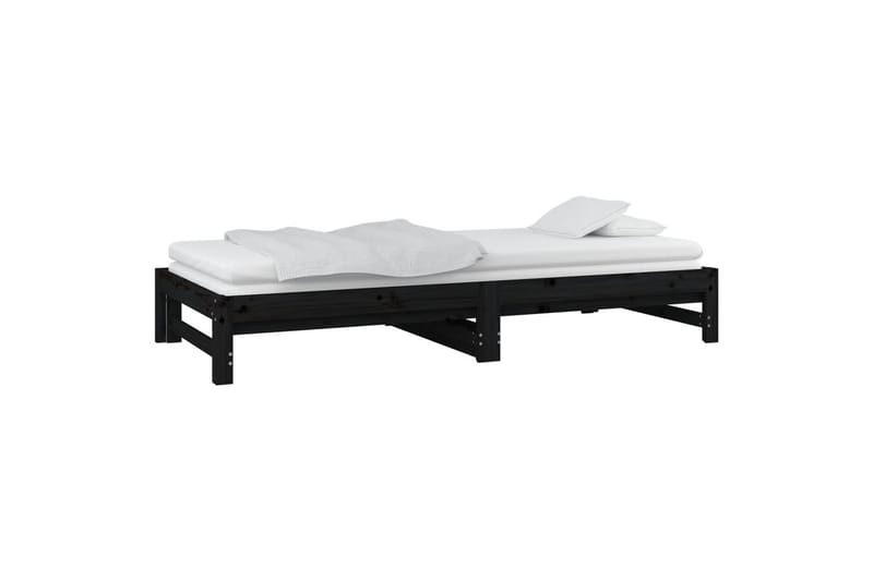 beBasic daybed med udtræk 2x(90x200) cm massivt fyrretræ sort - Sort - Møbler - Senge - Sengeramme & sengestel