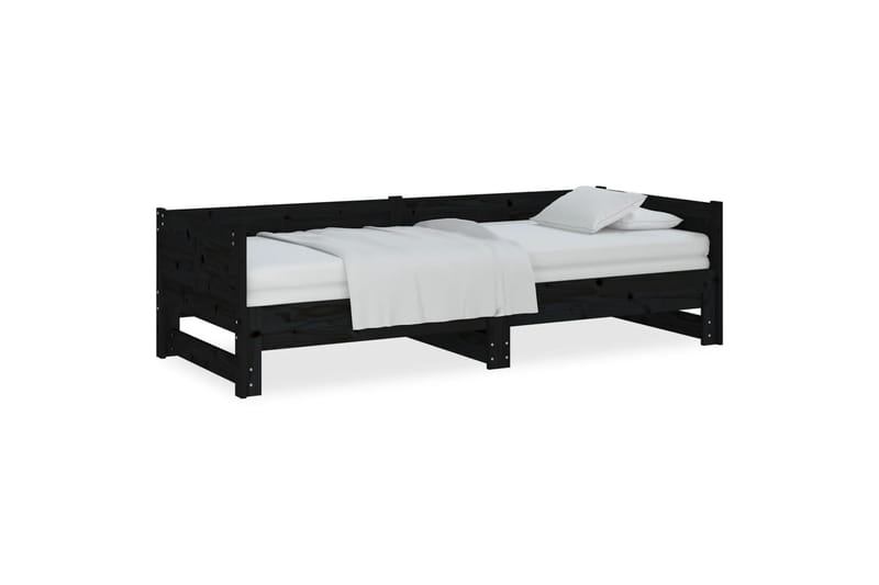 beBasic daybed med udtræk 2x(90x200) cm massivt fyrretræ sort - Sort - Møbler - Senge - Sengeramme & sengestel
