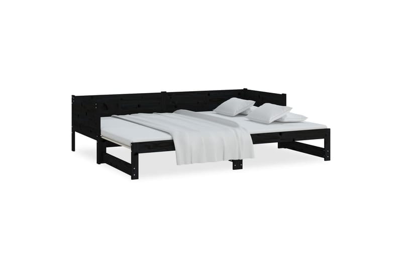 beBasic daybed med udtræk 2x(90x200) cm massivt fyrretræ sort - Sort - Møbler - Senge - Sengeramme & sengestel