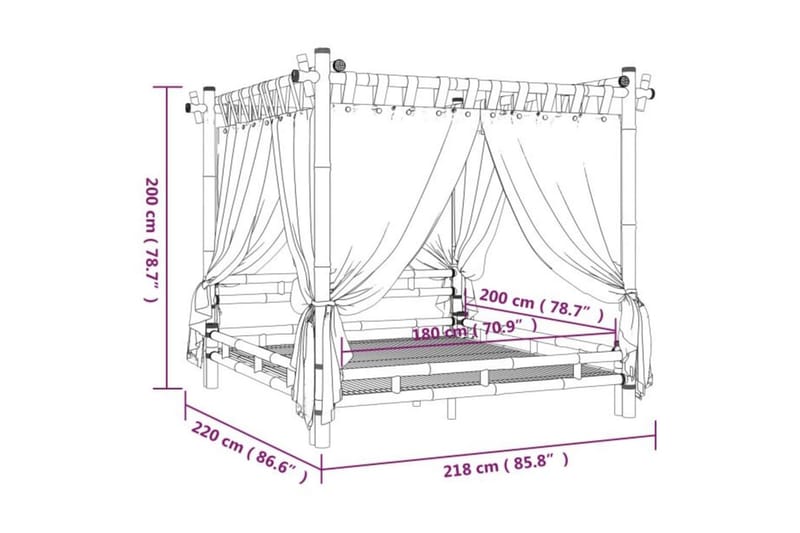beBasic himmelseng 180x200 cm bambus - Brun - Møbler - Senge - Sengeramme & sengestel
