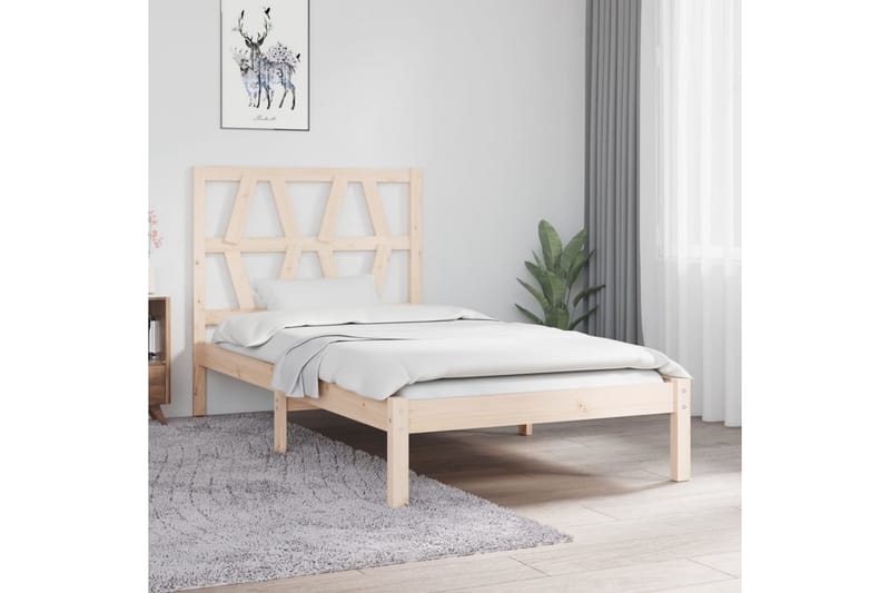 beBasic sengeramme 100x200 cm massivt fyrretræ - Brun - Sengeramme & sengestel