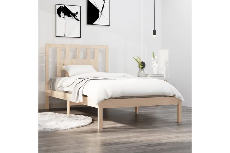 beBasic sengeramme 100x200 cm massivt fyrretræ - Brun - Møbler - Senge - Sengeramme & sengestel