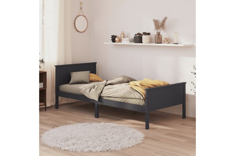beBasic sengeramme 100x200 cm massivt fyrretræ grå - GrÃ¥ - Møbler - Senge - Sengeramme & sengestel