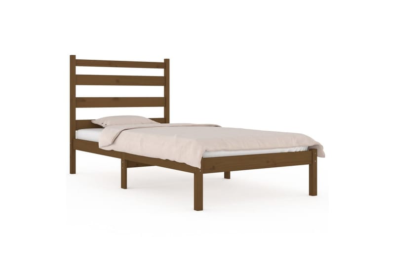 beBasic sengeramme 100x200 cm massivt fyrretræ gyldenbrun - Brun - Møbler - Senge - Sengeramme & sengestel