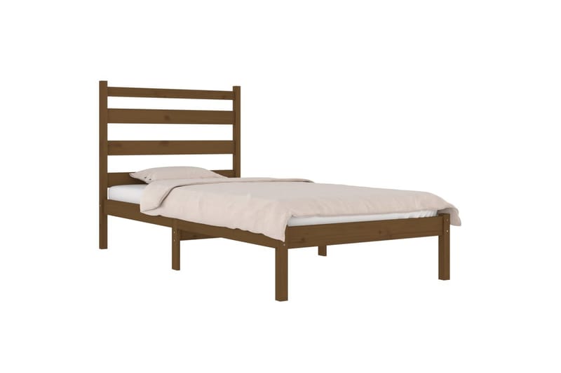 beBasic sengeramme 100x200 cm massivt fyrretræ gyldenbrun - Brun - Møbler - Senge - Sengeramme & sengestel