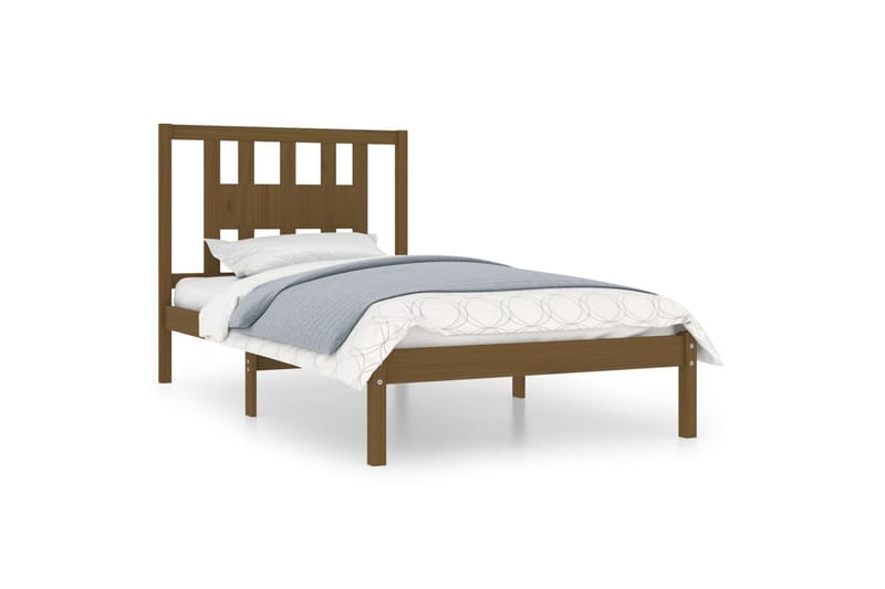 beBasic sengeramme 100x200 cm massivt fyrretræ gyldenbrun - Brun - Møbler - Senge - Sengeramme & sengestel