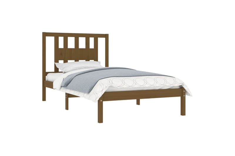 beBasic sengeramme 100x200 cm massivt fyrretræ gyldenbrun - Brun - Møbler - Senge - Sengeramme & sengestel