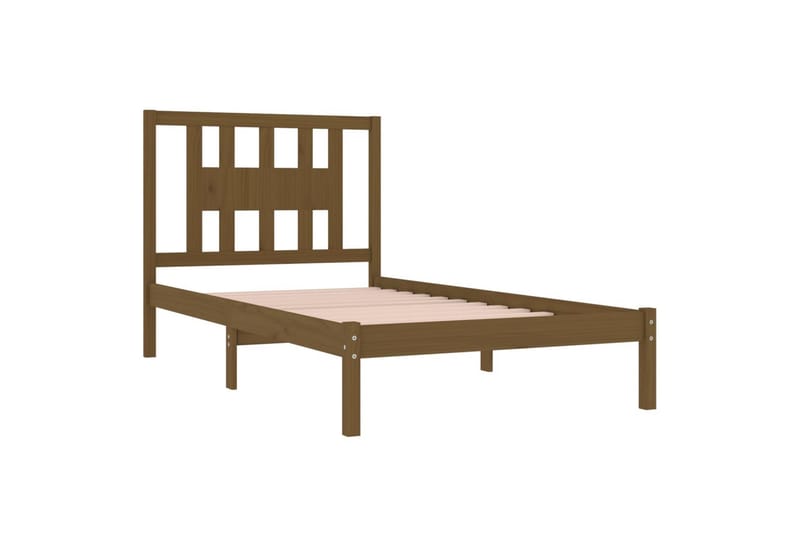 beBasic sengeramme 100x200 cm massivt fyrretræ gyldenbrun - Brun - Møbler - Senge - Sengeramme & sengestel