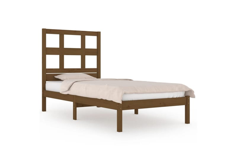 beBasic sengeramme 100x200 cm massivt fyrretræ gyldenbrun - Brun - Møbler - Senge - Sengeramme & sengestel