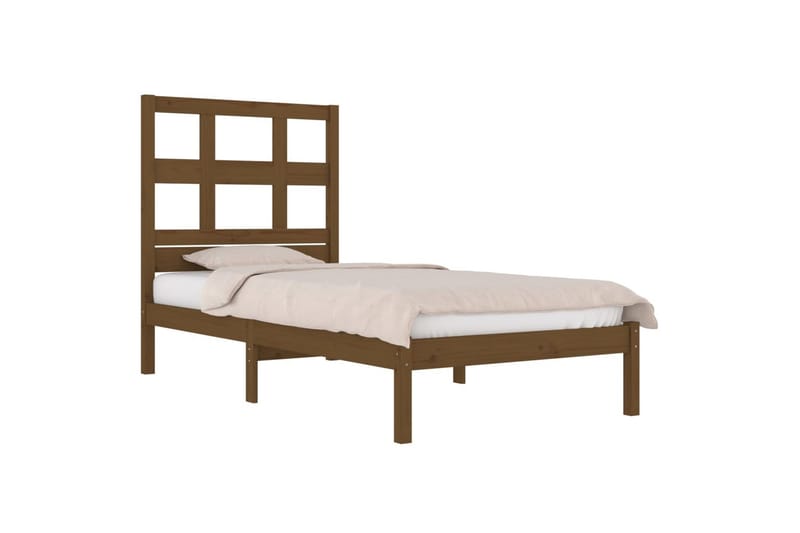beBasic sengeramme 100x200 cm massivt fyrretræ gyldenbrun - Brun - Møbler - Senge - Sengeramme & sengestel