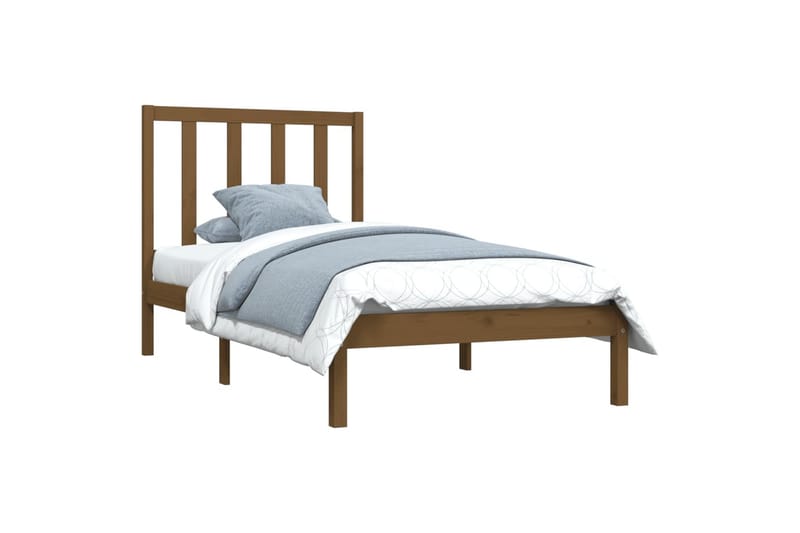beBasic sengeramme 100x200 cm massivt fyrretræ gyldenbrun - Brun - Møbler - Senge - Sengeramme & sengestel