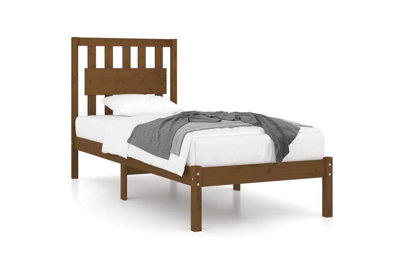 beBasic sengeramme 100x200 cm massivt fyrretræ gyldenbrun - Brun - Møbler - Senge - Sengeramme & sengestel