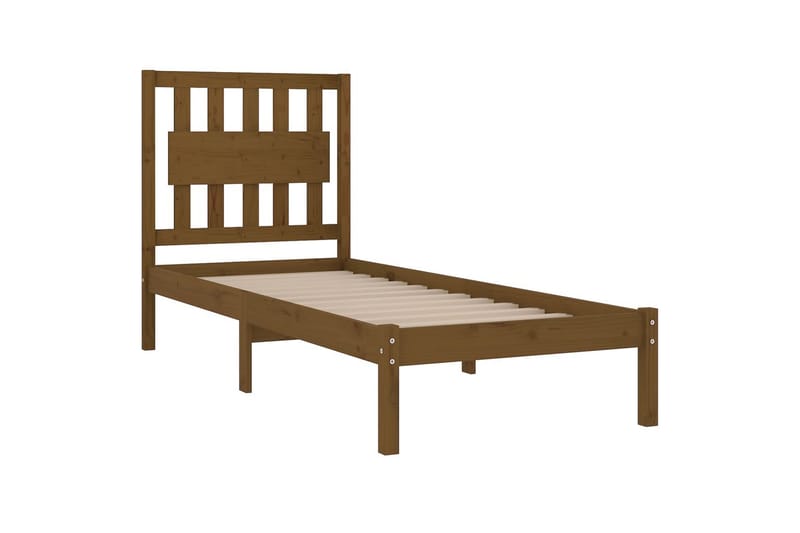 beBasic sengeramme 100x200 cm massivt fyrretræ gyldenbrun - Brun - Møbler - Senge - Sengeramme & sengestel