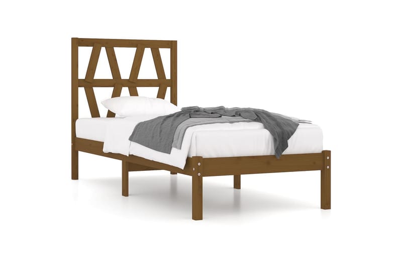 beBasic sengeramme 100x200 cm massivt fyrretræ gyldenbrun - Brun - Møbler - Senge - Sengeramme & sengestel