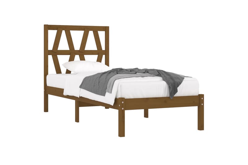beBasic sengeramme 100x200 cm massivt fyrretræ gyldenbrun - Brun - Møbler - Senge - Sengeramme & sengestel