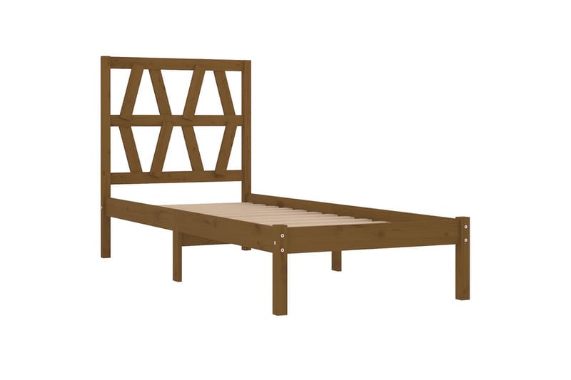 beBasic sengeramme 100x200 cm massivt fyrretræ gyldenbrun - Brun - Møbler - Senge - Sengeramme & sengestel
