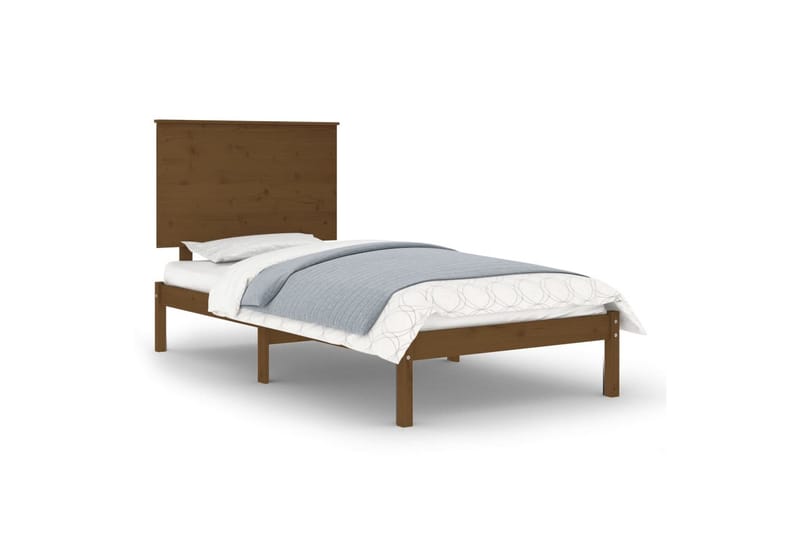 beBasic sengeramme 100x200 cm massivt fyrretræ gyldenbrun - Brun - Møbler - Senge - Sengeramme & sengestel