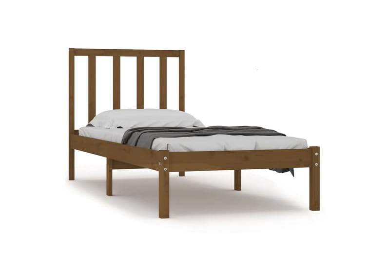 beBasic sengeramme 100x200 cm massivt fyrretræ gyldenbrun - Brun - Møbler - Senge - Sengeramme & sengestel