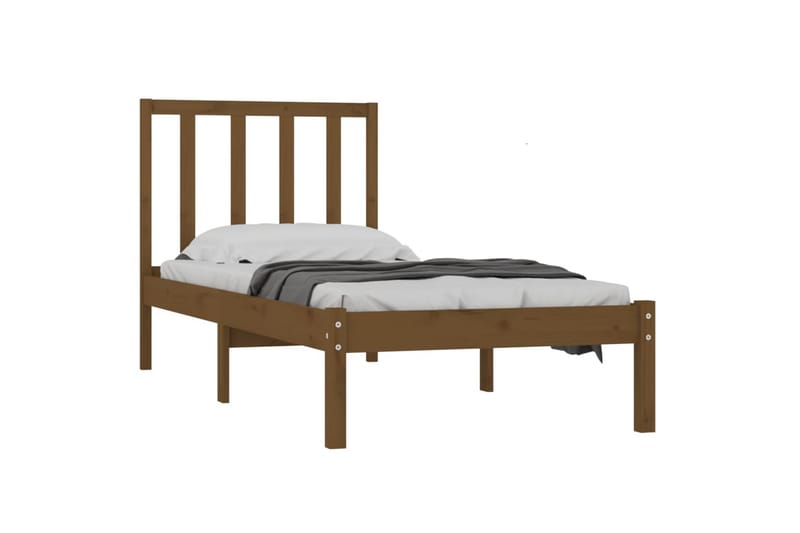 beBasic sengeramme 100x200 cm massivt fyrretræ gyldenbrun - Brun - Møbler - Senge - Sengeramme & sengestel