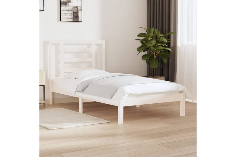 beBasic sengeramme 100x200 cm massivt fyrretræ hvid - Hvid - Møbler - Senge - Sengeramme & sengestel