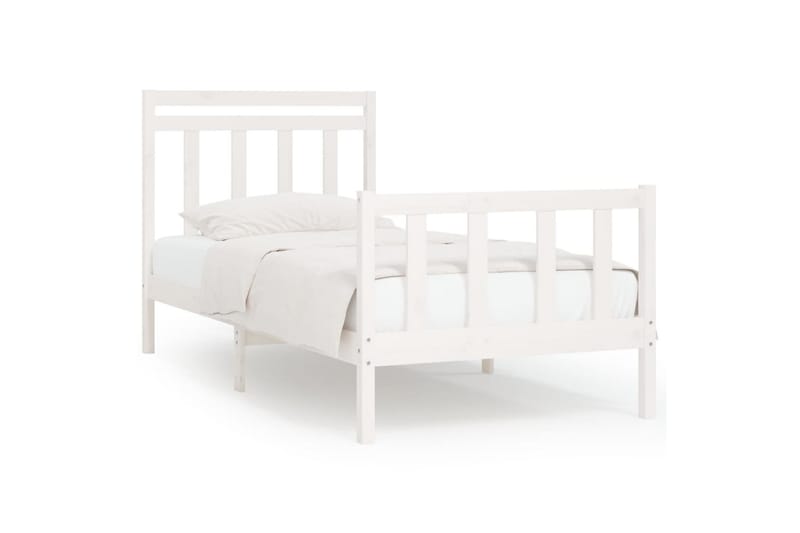 beBasic sengeramme 100x200 cm massivt fyrretræ hvid - Hvid - Møbler - Senge - Sengeramme & sengestel