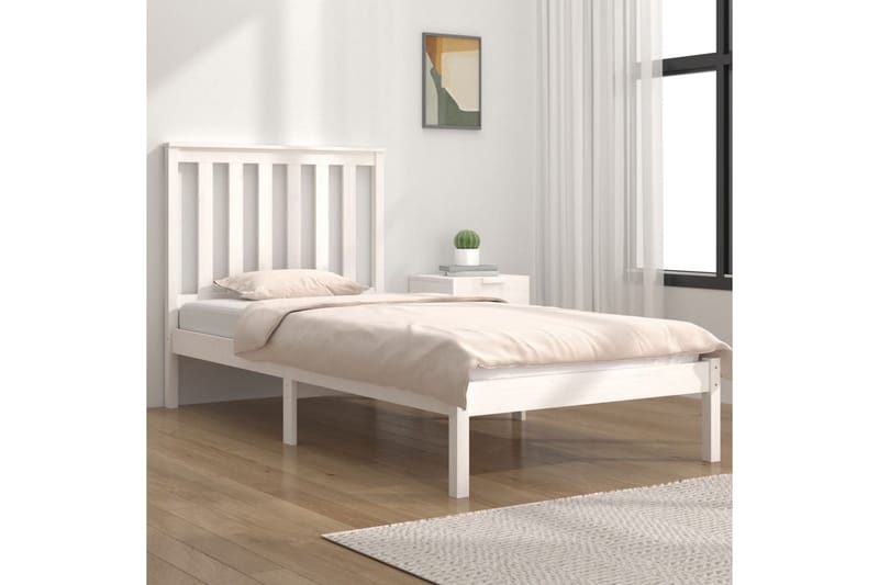 beBasic sengeramme 100x200 cm massivt fyrretræ hvid - Hvid - Møbler - Senge - Sengeramme & sengestel