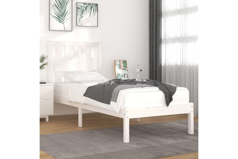 beBasic sengeramme 100x200 cm massivt fyrretræ hvid - Hvid - Møbler - Senge - Sengeramme & sengestel