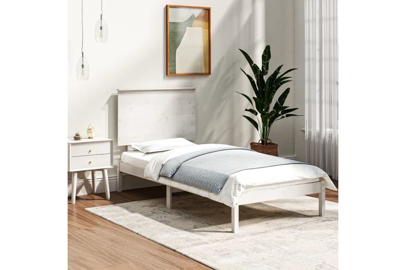 beBasic sengeramme 100x200 cm massivt fyrretræ hvid - Hvid - Møbler - Senge - Sengeramme & sengestel
