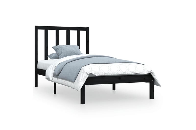 beBasic sengeramme 100x200 cm massivt fyrretræ sort - Sort - Møbler - Senge - Sengeramme & sengestel