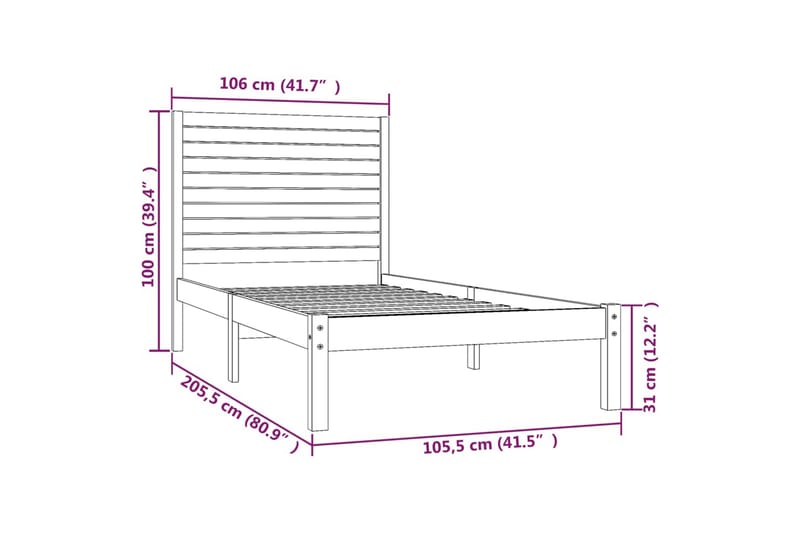 beBasic sengeramme 100x200 cm massivt træ - Brun - Sengeramme & sengestel