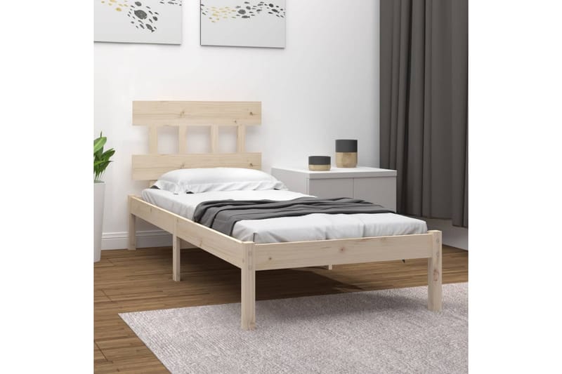 beBasic sengeramme 100x200 cm massivt træ - Brun - Møbler - Senge - Sengeramme & sengestel
