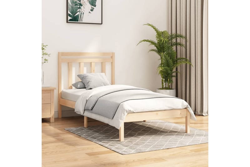 beBasic sengeramme 100x200 cm massivt træ - Brun - Møbler - Senge - Sengeramme & sengestel