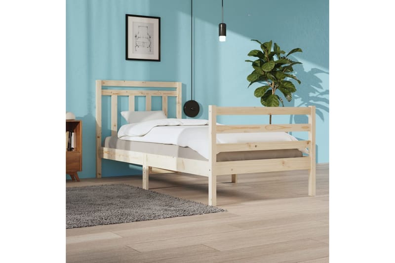 beBasic sengeramme 100x200 cm massivt træ - Brun - Møbler - Senge - Sengeramme & sengestel