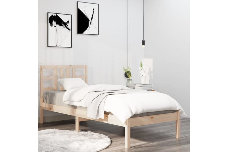beBasic sengeramme 100x200 cm massivt træ - Brun - Møbler - Senge - Sengeramme & sengestel
