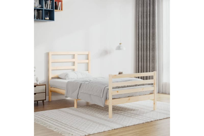 beBasic sengeramme 100x200 cm massivt træ - Brun - Møbler - Senge - Sengeramme & sengestel