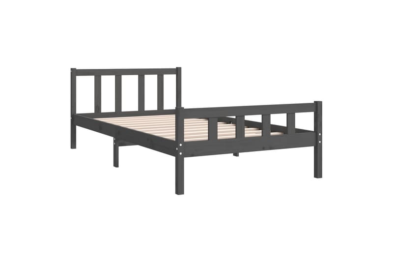 beBasic sengeramme 100x200 cm massivt træ grå - GrÃ¥ - Møbler - Senge - Sengeramme & sengestel