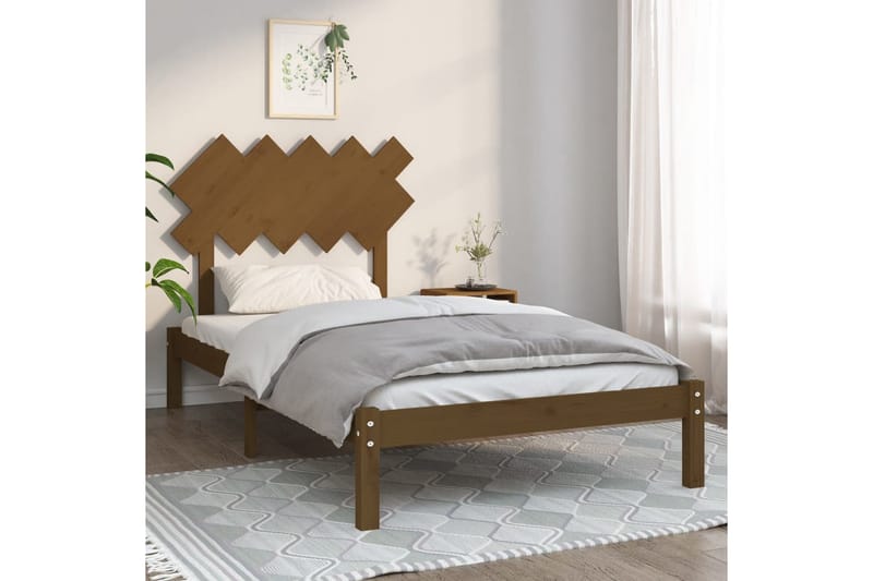 beBasic sengeramme 100x200 cm massivt træ gyldenbrun - Brun - Møbler - Senge - Sengeramme & sengestel