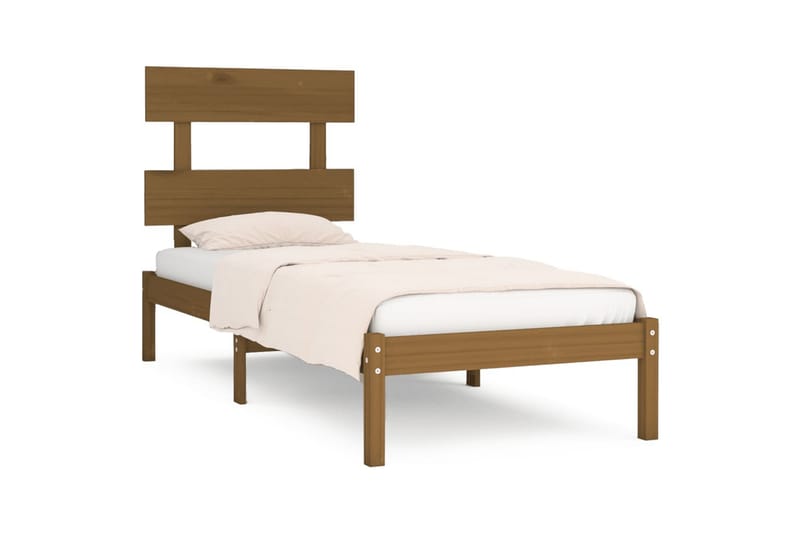 beBasic sengeramme 100x200 cm massivt træ gyldenbrun - Brun - Møbler - Senge - Sengeramme & sengestel