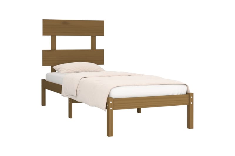 beBasic sengeramme 100x200 cm massivt træ gyldenbrun - Brun - Møbler - Senge - Sengeramme & sengestel