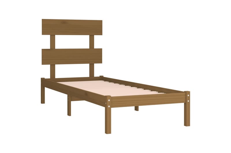 beBasic sengeramme 100x200 cm massivt træ gyldenbrun - Brun - Møbler - Senge - Sengeramme & sengestel