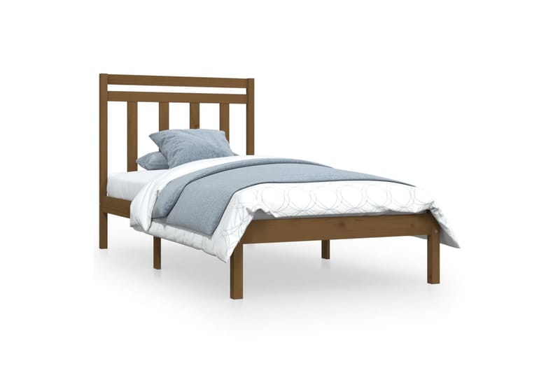 beBasic sengeramme 100x200 cm massivt træ gyldenbrun - Brun - Møbler - Senge - Sengeramme & sengestel