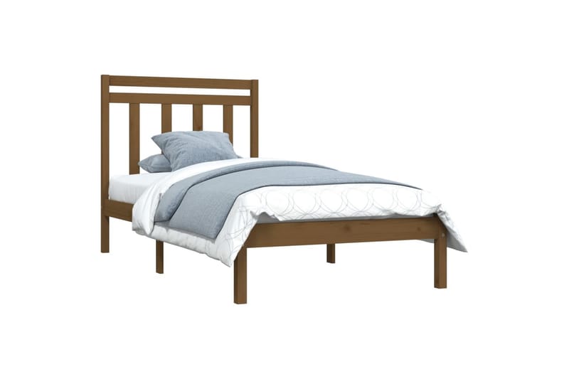 beBasic sengeramme 100x200 cm massivt træ gyldenbrun - Brun - Møbler - Senge - Sengeramme & sengestel
